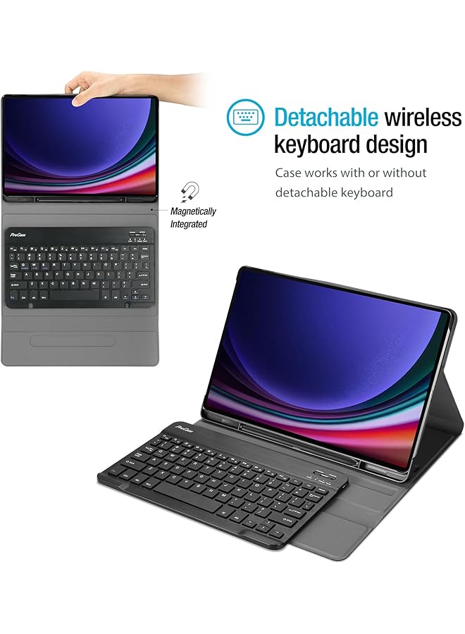 Procases Keyboard Case For Galaxy Tab S9 11 Inch 2023 Sm-X710 X716B X718U With S Pen Holder Protective Cover Case With Detachable Wireless Keyboard For Galaxy Tab S9 11 Inch 2023 –Black - Image 3