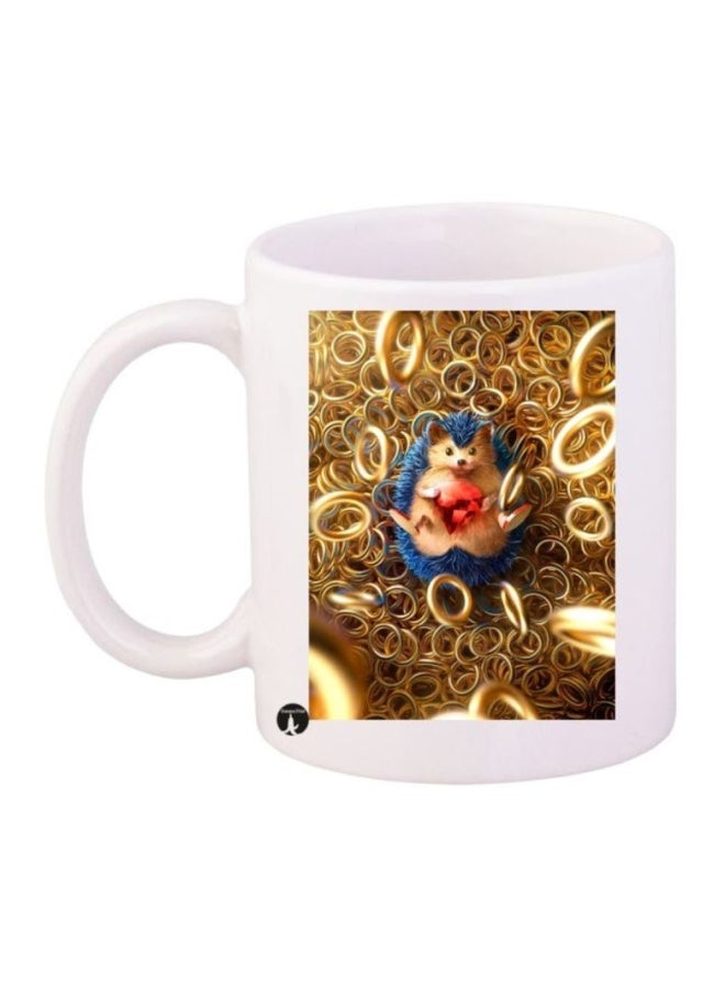RYN Sonic Video Game Printed Mug White/Gold/Blue