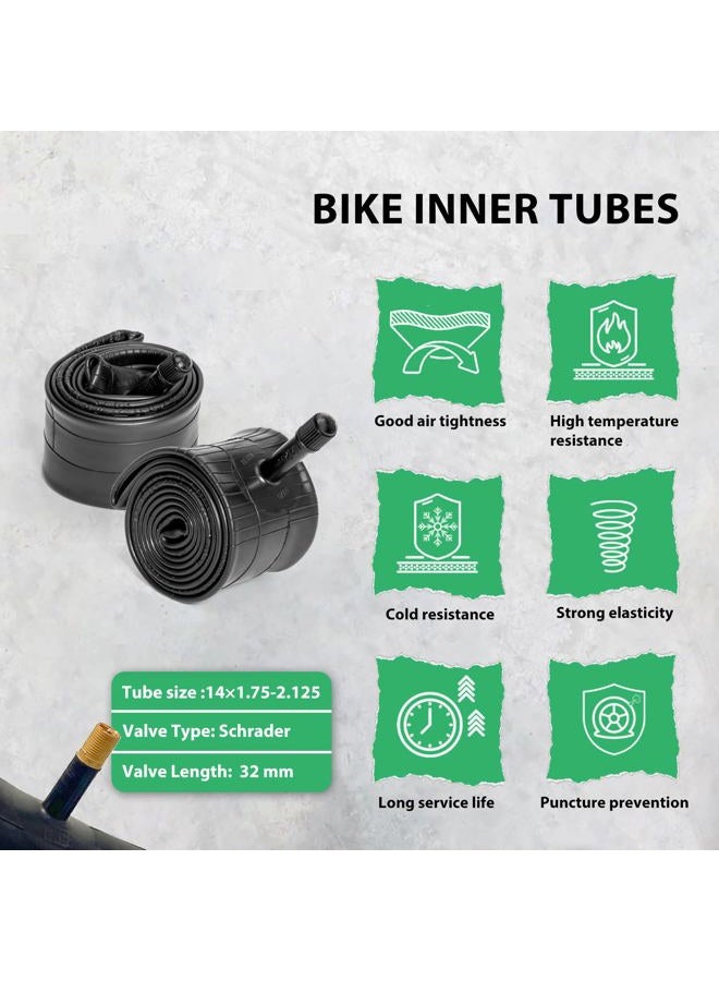MOHEGIA Kids Bike Tires Replacement Set: 2-Pack 14x2.125 inch (57-264 mm) Folding Bicycle Tires and Pair 14-inch Inner Tubes Schrader Valve with Tire Levers - Image 4