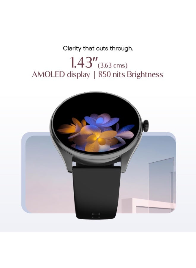 Noise Twist 2 Smart Watch with 1.43” AMOLED Screen, AI Search & Voice Assistant, Bluetooth Calling, Stainless Steel Back, 7-Day Battery, 100+ Watch Faces, Health Suite, IP68 (Jet Black) - Image 2