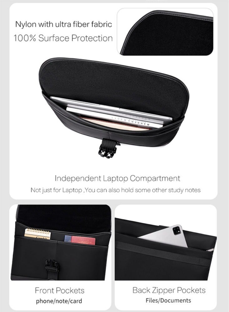 ARCTIC HUNTER Lightweight Business Laptop Bag, Durable School Office Tablet Bag for Men, Black - Image 4