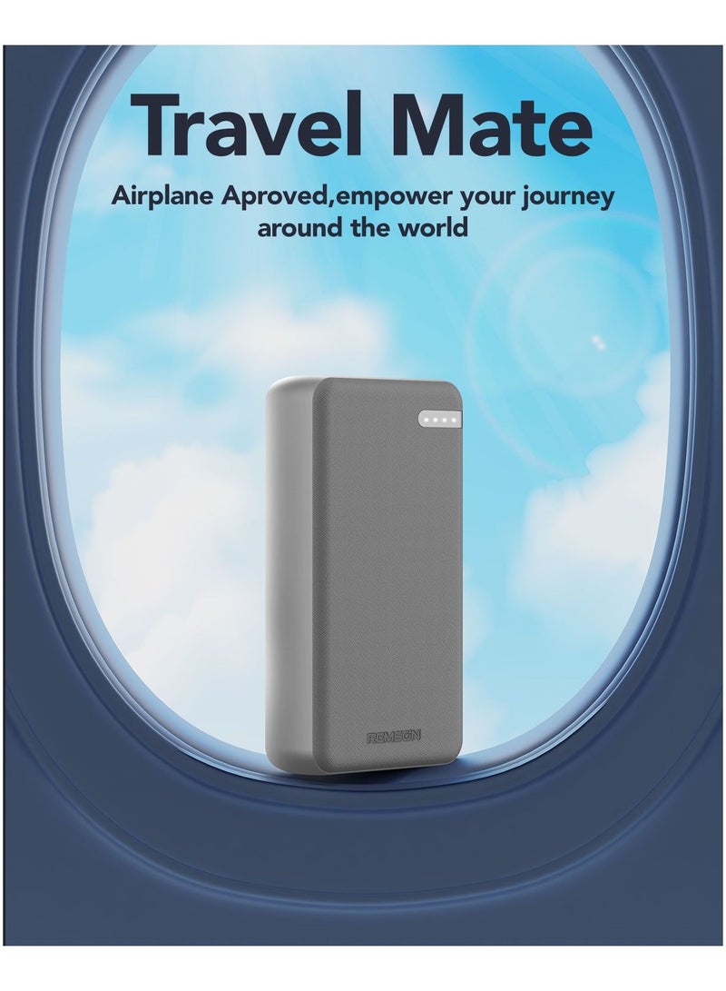 Remson Revo Charge 20000mAh Portable Power Bank 20W Power Delivery Dual USB-C Output with Leather Exterior Design Compatible for iPhone Tablet Samsung - Image 5
