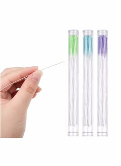 180 Pieces Earrings Hole Cleaner,Odor Removal Ear Care Kit,Piercing Floss Disposable Piercing Aftercare Piercing Cleaning Line,Ear Piercing Care Cleaning Tool Purple,Green,Blue