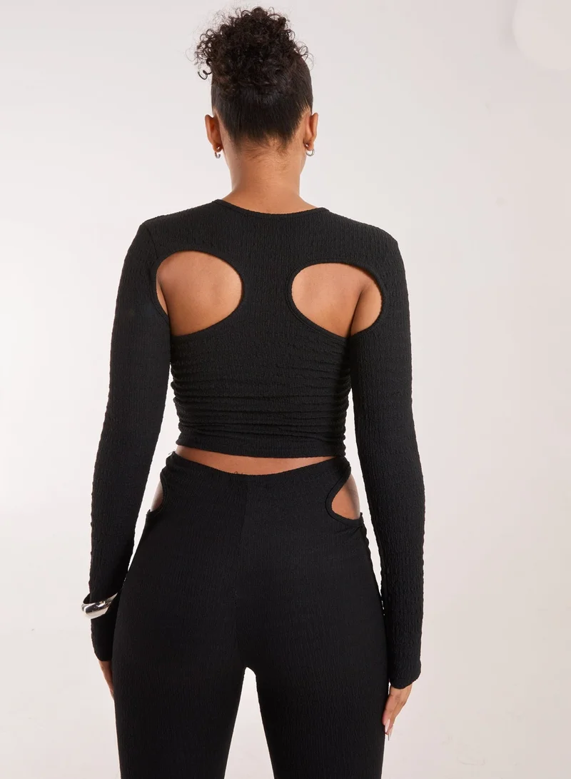 Pink Vanilla Popcorn Scoop Racer Long Sleeve Top