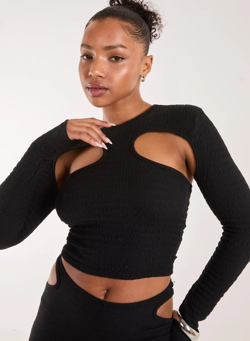 Pink Vanilla Popcorn Scoop Racer Long Sleeve Top