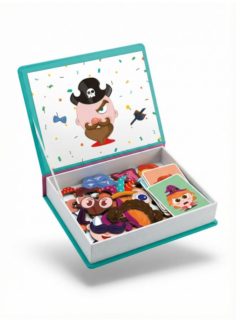 كتاب كولور ماي المغناطيسي: "وجوه مضحكة" - لعبة ألغاز تعليمية إبداعية (STEAM) مكونة من 55 قطعة للأطفال من سن 3 سنوات فأكثر - Image 1