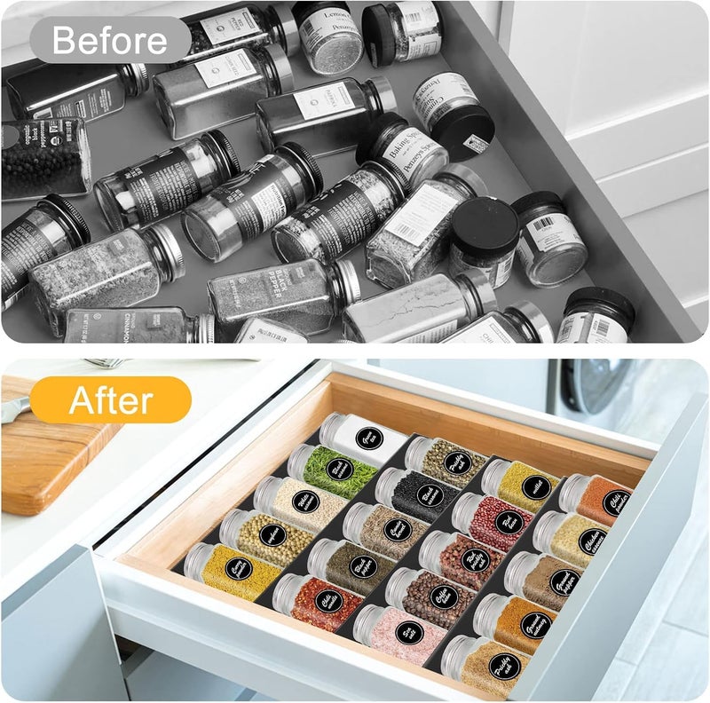 FEELING MALL Spice Drawer Organizer, 4 Tier Black Acrylic Expandable Spice Rack for Drawer, Drawer Organizer,Kitchen Drawer Organizer Seasonings for Drawer/Countertop/Cabinet - Image 3