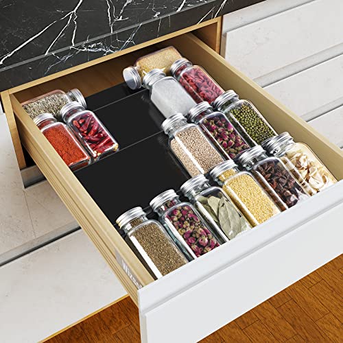 FEELING MALL Spice Drawer Organizer, 4 Tier Black Acrylic Expandable Spice Rack for Drawer, Drawer Organizer,Kitchen Drawer Organizer Seasonings for Drawer/Countertop/Cabinet - Image 2