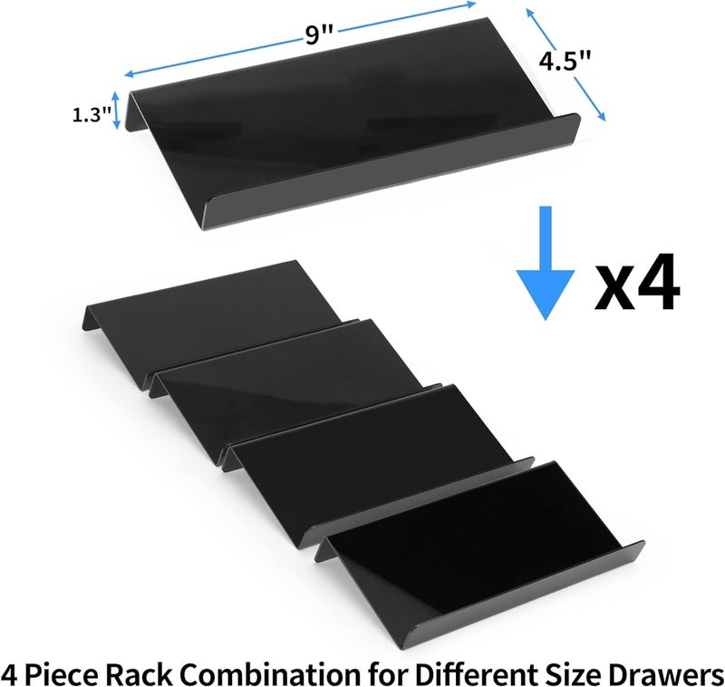FEELING MALL Spice Drawer Organizer, 4 Tier Black Acrylic Expandable Spice Rack for Drawer, Drawer Organizer,Kitchen Drawer Organizer Seasonings for Drawer/Countertop/Cabinet - Image 5
