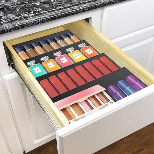 FEELING MALL Spice Drawer Organizer, 4 Tier Black Acrylic Expandable Spice Rack for Drawer, Drawer Organizer,Kitchen Drawer Organizer Seasonings for Drawer/Countertop/Cabinet - Image 4