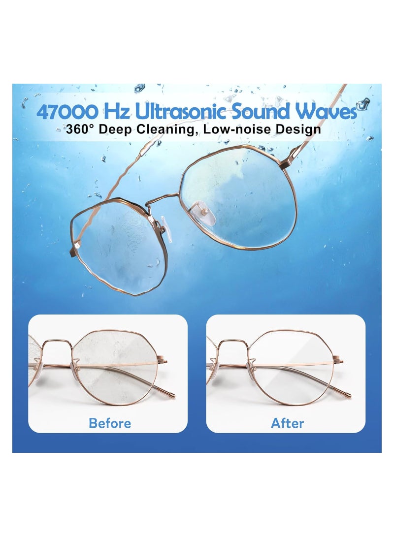 SYOSI Ultrasonic Jewelry Cleaner, Portable Ultrasonic Cleaner, with 4 Timer Modes, Professional Jewelry Cleaner Ultrasonic Machine, for Keeping Jewelry Bright, High Capacity Cleaner, One-Touch Operation - Image 3