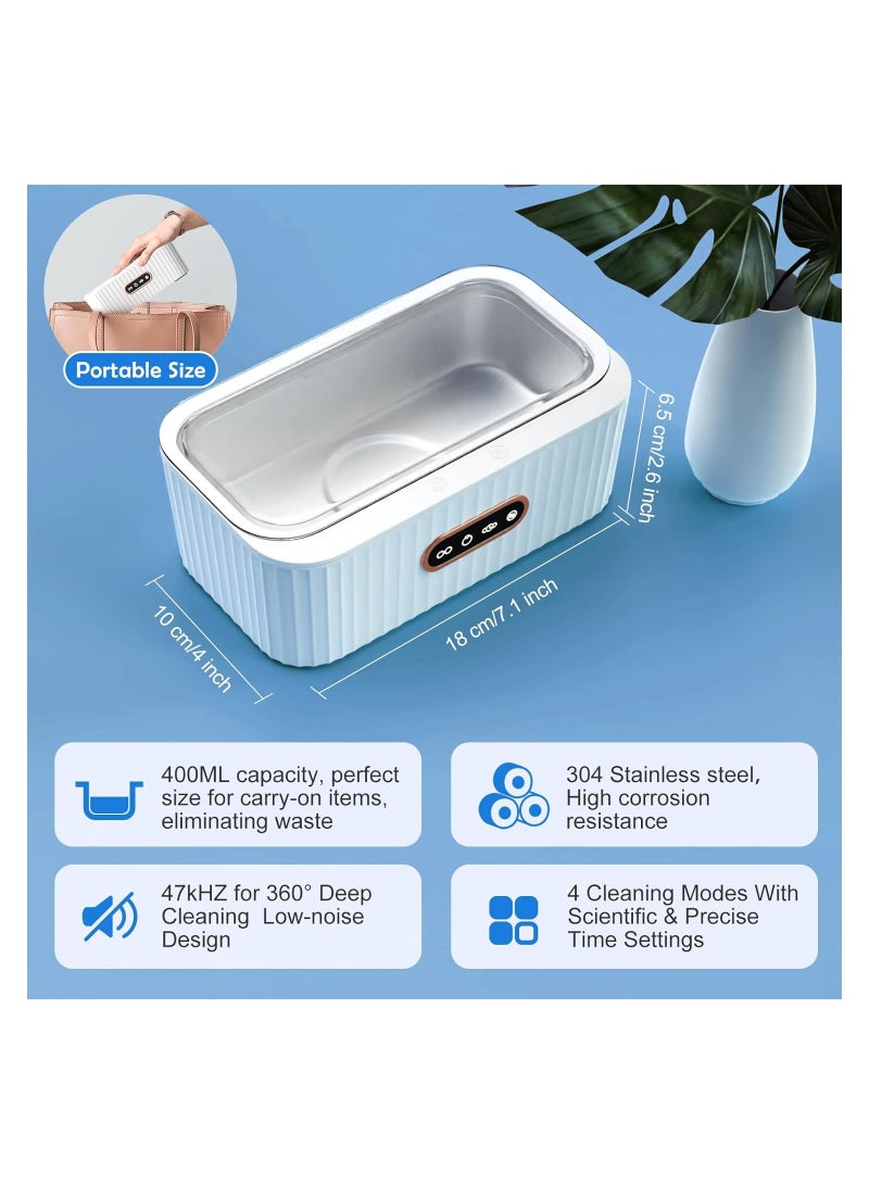 SYOSI Ultrasonic Jewelry Cleaner, Portable Ultrasonic Cleaner, with 4 Timer Modes, Professional Jewelry Cleaner Ultrasonic Machine, for Keeping Jewelry Bright, High Capacity Cleaner, One-Touch Operation - Image 5