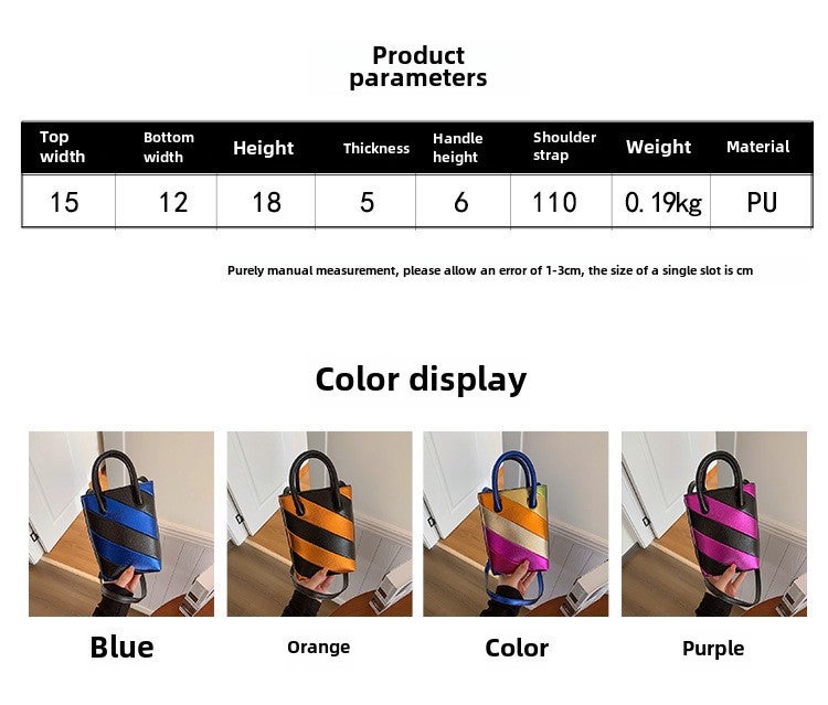 Wind Bag Women'S Explosive Color Block Stitching Contrast Color Trendy Bucket Bag Mini Fashionable Small Handbag Women'S Crossbody Bag - Image 3