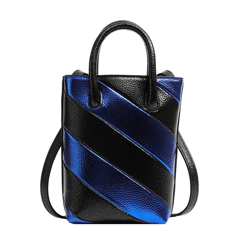 Wind Bag Women'S Explosive Color Block Stitching Contrast Color Trendy Bucket Bag Mini Fashionable Small Handbag Women'S Crossbody Bag - Image 1