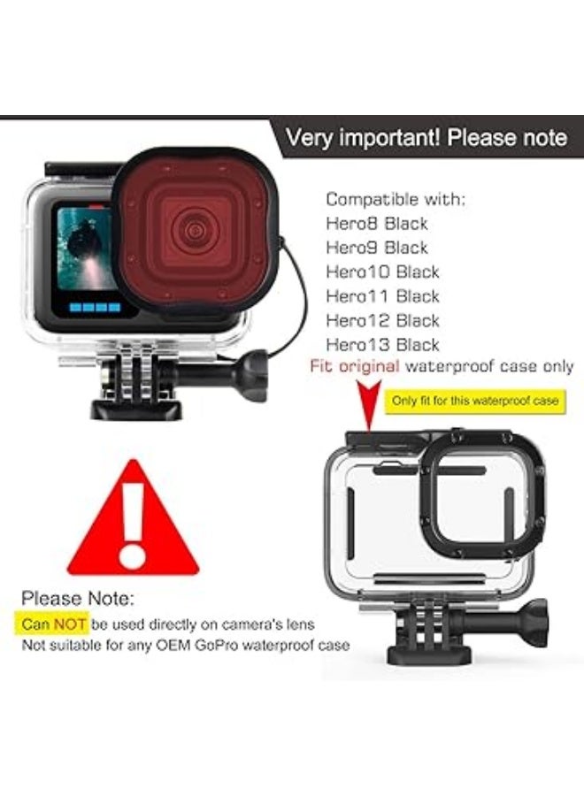GEPULY 3-Pack Dive Filters for GoPro Hero12 11 10 9 8 Waterproof Housing Case(Red,Light Red,Magenta Filters)-Professional Color Correction in Deep Diving/Scuba Snorkeling/Underwater Photography - Image 3