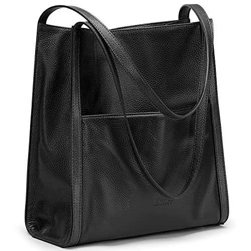 Kattee Women Shoulder Bag Genuine Leather Totes Purses and Handbags Medium Size, Black - Image 1