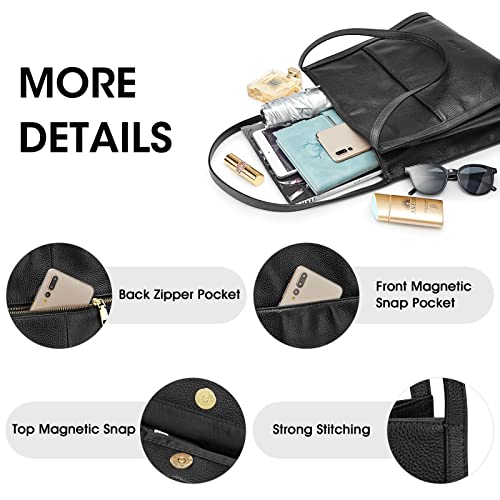 Kattee Women Shoulder Bag Genuine Leather Totes Purses and Handbags Medium Size, Black - Image 5