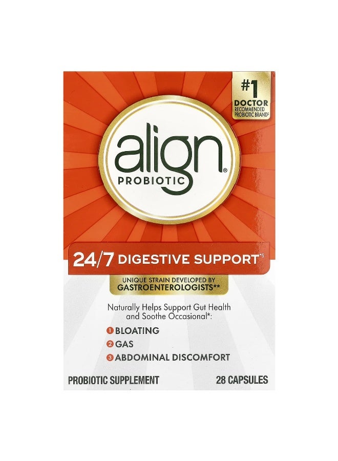 Align Probiotics ألين بروبيوتيك، دعم هضمي على مدار 24/7، مكمل بروبيوتيك، 28 كبسولة - Image 1