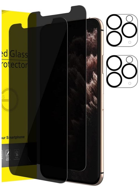 (2 Pack) for iPhone 13 Pro Max Privacy Tempered Glass Screen Protector Anti-Scratch with Back Camera glass Alignment Frame Bubble Free Scratch Resistant