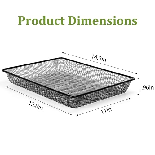 AZFUNN Office Metal Mesh Basket for Desk, Single Paper Tray Organizer, Turn in Trays Classroom, Flat Mail Letter Storage Basket for Office Home Drawers School, Black (5 Pack) - Image 2