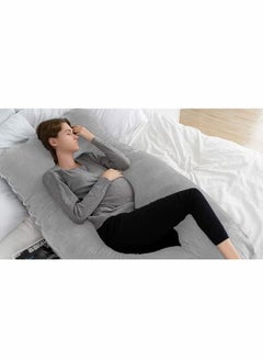 Blueberry Comfortable pregnant women's body support-nursing U-shaped pillow velvet, 130x70cm gray  - Image 5