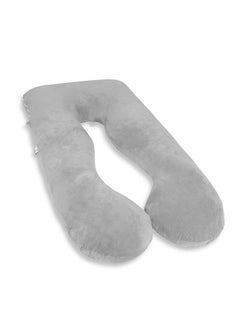 Blueberry Comfortable pregnant women's body support-nursing U-shaped pillow velvet, 130x70cm gray  - Image 1