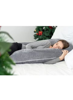 Blueberry Comfortable pregnant women's body support-nursing U-shaped pillow velvet, 130x70cm gray  - Image 4