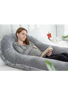 Blueberry Comfortable pregnant women's body support-nursing U-shaped pillow velvet, 130x70cm gray  - Image 3