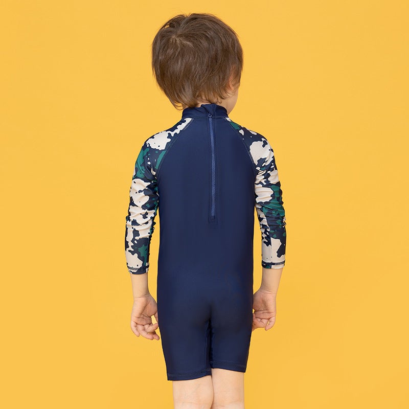 Momasong Children''s Swimsuit Boys'' One-piece Long-sleeved Sunscreen Medium and Large Children''s Swimsuit Surfsuit Boys'' Baby''s Swimsuit - Image 5