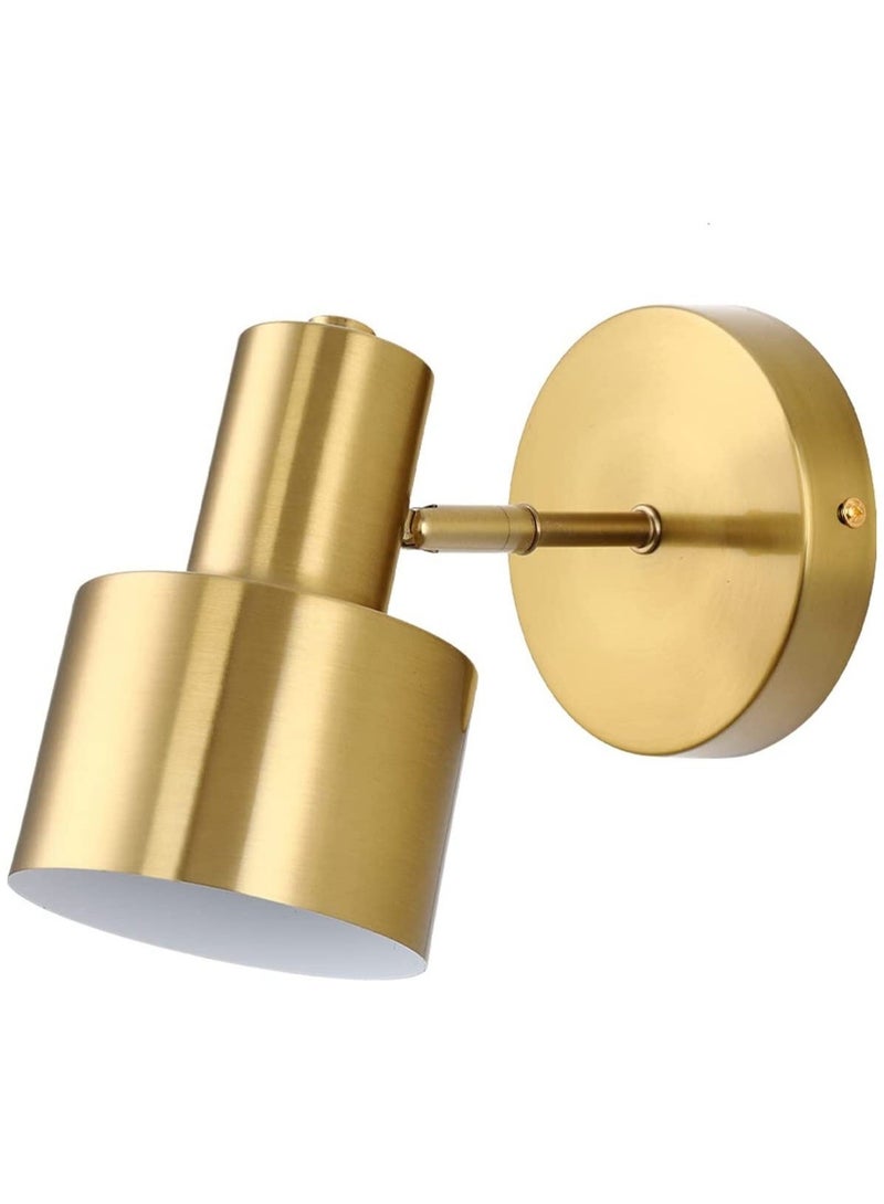 Captaintech Gold Modern Wall Light Fixtures, Wall Mounted Reading Lights, 280° Adjustable Lampshade Fixture Brass Adjustable Wall Lights, Bedside lamp Bathroom Vanity Lights for E26 base light bulbs - Image 1