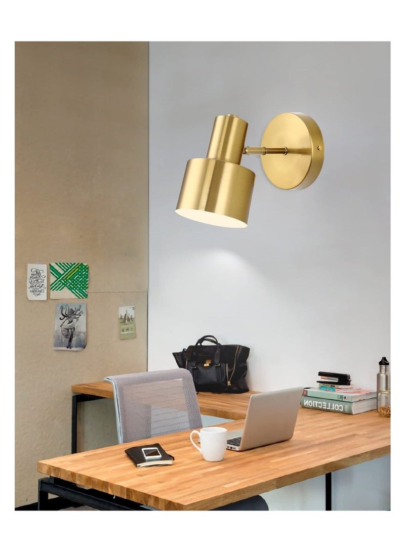 Captaintech Gold Modern Wall Light Fixtures, Wall Mounted Reading Lights, 280° Adjustable Lampshade Fixture Brass Adjustable Wall Lights, Bedside lamp Bathroom Vanity Lights for E26 base light bulbs - Image 2