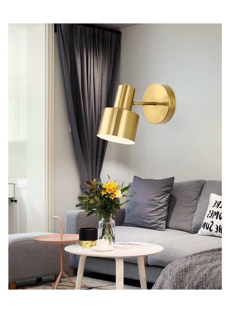 Captaintech Gold Modern Wall Light Fixtures, Wall Mounted Reading Lights, 280° Adjustable Lampshade Fixture Brass Adjustable Wall Lights, Bedside lamp Bathroom Vanity Lights for E26 base light bulbs - Image 3