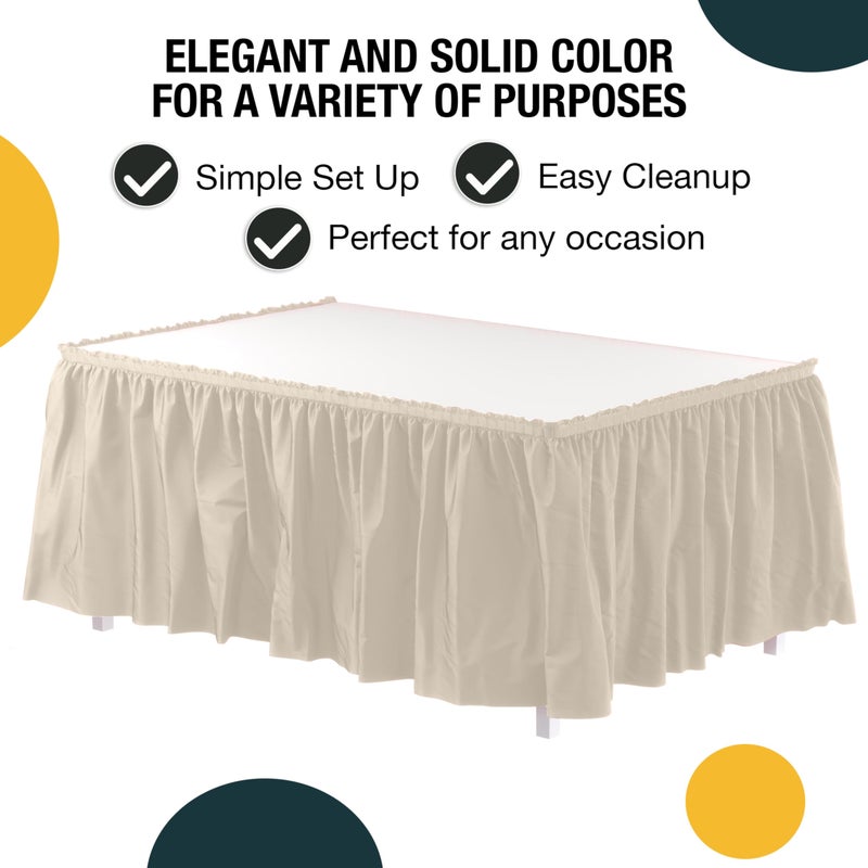 Exquisite Ruffle Table Skirt Ivory 6 Pack 14 Ft Long Table Skirts for Rectangle Tables 6ft Plus or Round Tables Skirts with Adhesive Strip for Gender Reveal Decor & Happy Birthday Parties - Image 2