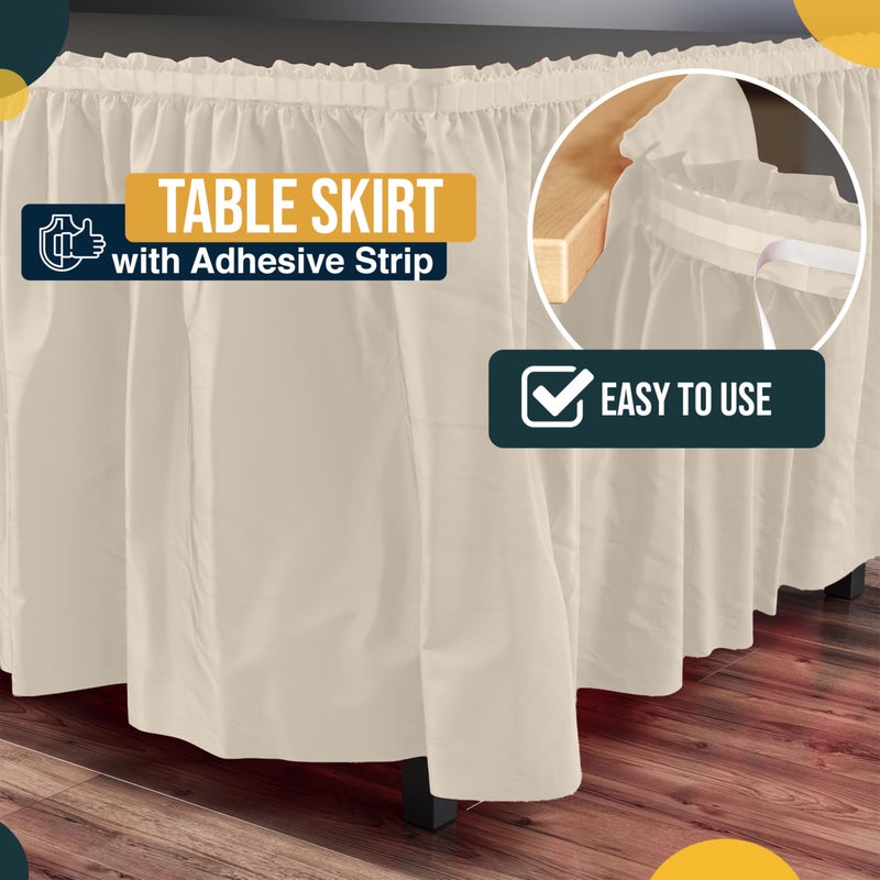 Exquisite Ruffle Table Skirt Ivory 6 Pack 14 Ft Long Table Skirts for Rectangle Tables 6ft Plus or Round Tables Skirts with Adhesive Strip for Gender Reveal Decor & Happy Birthday Parties - Image 3