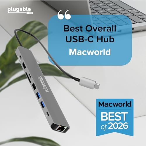Plugable USB C Hub Multiport Adapter 9in1 with 140W PD Charging 4K 60Hz HDMI 10Gbps Data Transfer Gigabit Ethernet SD for USBC USB4 Thunderbolt MacBook Windows Chromebook USBC9IN1E - Image 3