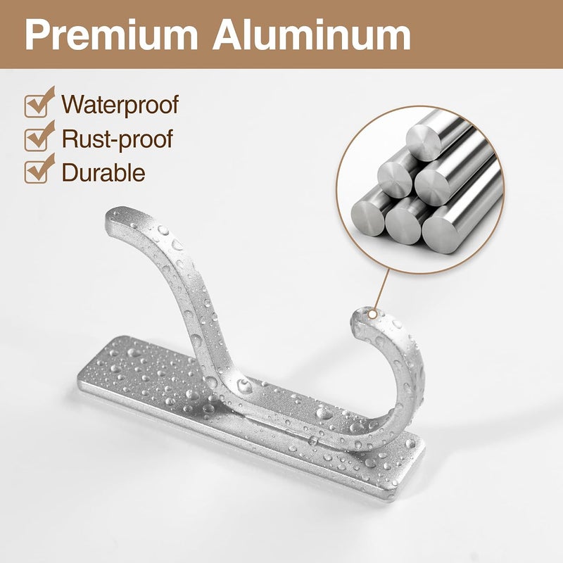 pickpiff Adhesive Wall Coat Hooks - Heavy Duty Stick-On Door Hanger, Metal Hook for Hanging Towel,Purse, Robe, Backpack, Jacket, Clothes - for Bathroom,Dorm, Closet, Kitchen - Silver, 4 Pack - Image 5