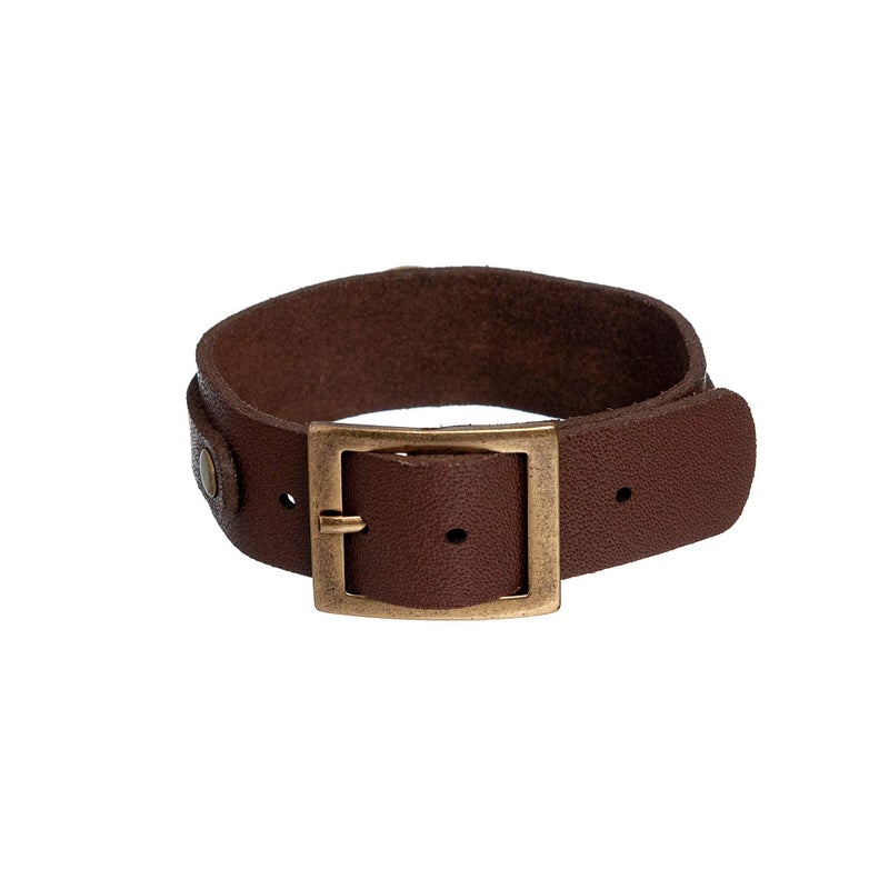 Intercession St Benedict Genuine Leather Protection Bracelet - Made in Brazil (Large - Brown) - Image 3
