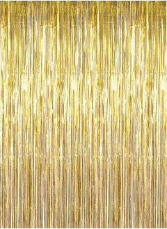 Ac.y.c Party Gold foil metallic curtain 2 m Photo Booth Tinsel Backdrop Door Curtains Perfect For Party Decorations-Golden 