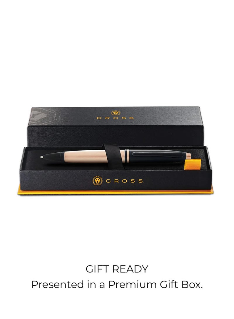 Cross 1-Piece Calais Ballpoint Pen In Gift Box Black Ink Rose Gold With Black Barrel - Image 3