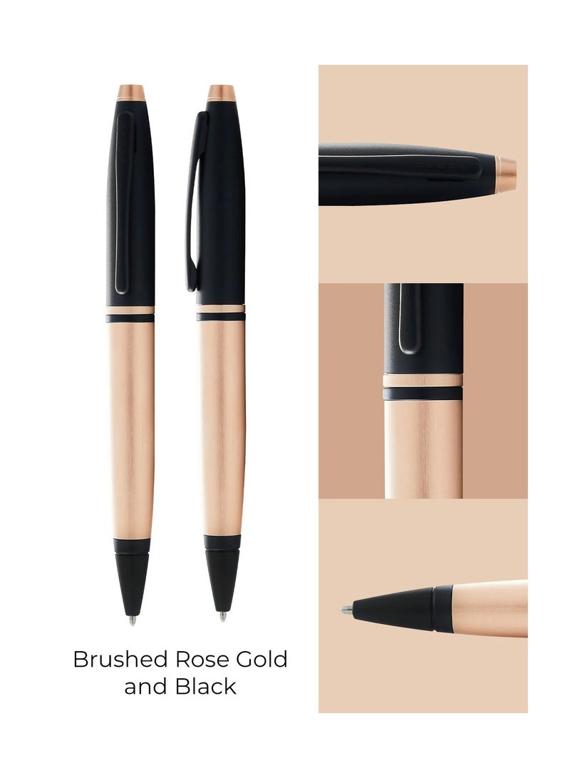 Cross 1-Piece Calais Ballpoint Pen In Gift Box Black Ink Rose Gold With Black Barrel - Image 2
