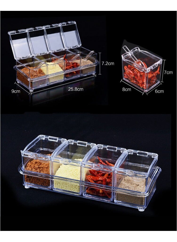 Set Of 4 Home Spice Container Jars clear 10x4x3inch - Image 2