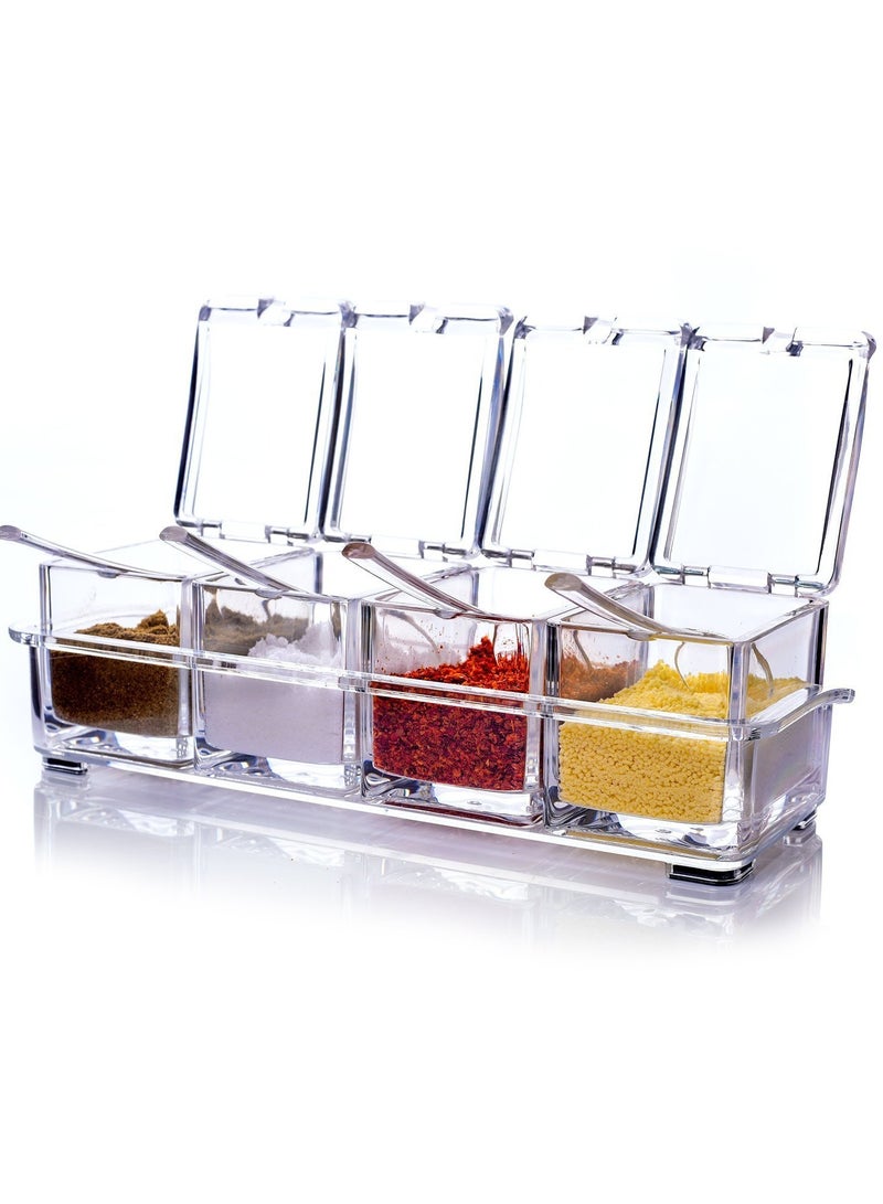 Set Of 4 Home Spice Container Jars clear 10x4x3inch - Image 1