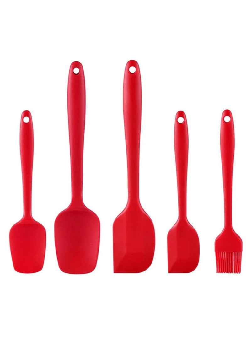 5Pcs Silicone Spatula Set Heat Resistant Kitchen Baking Tools Non Stick Spatula Shovel Brush for Cake Decorating BBQ Cooking Kitchenware Accessories - Image 1