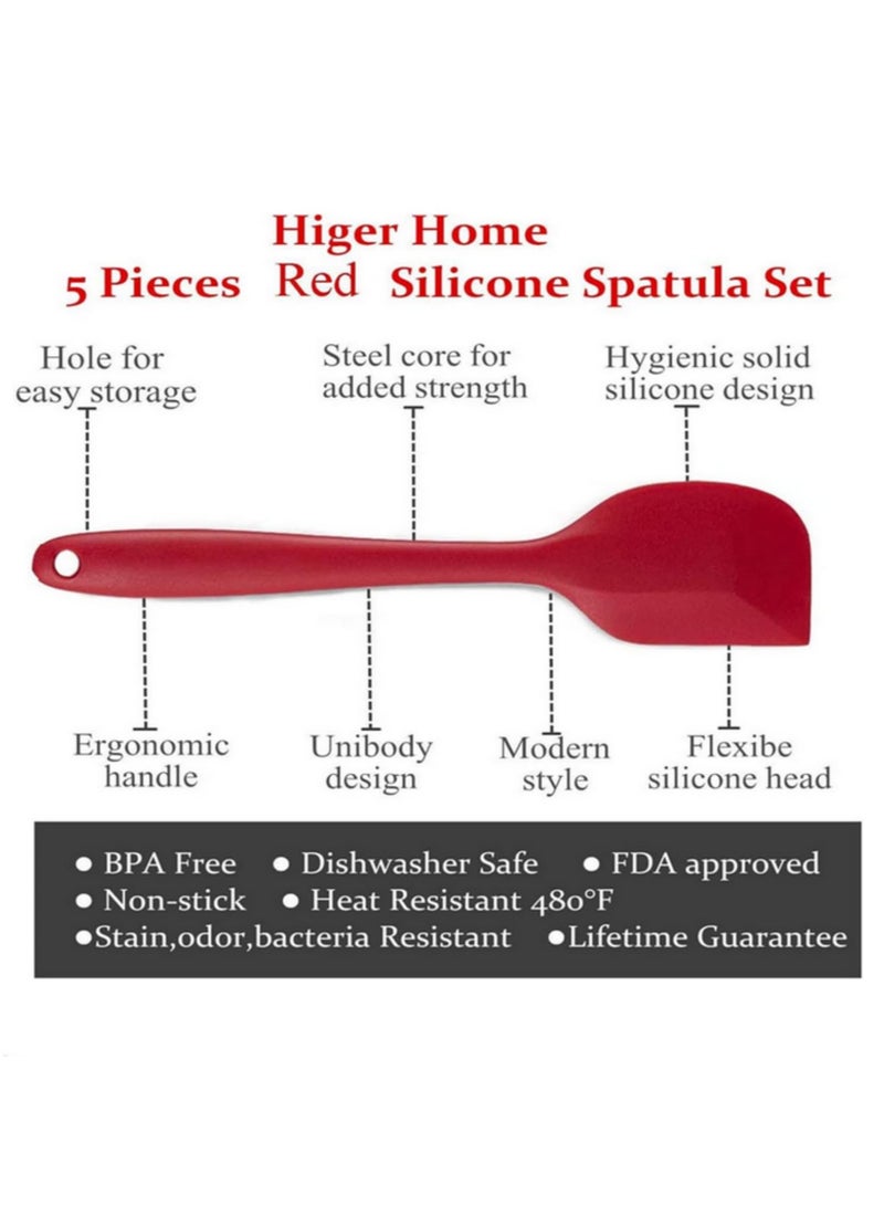 5Pcs Silicone Spatula Set Heat Resistant Kitchen Baking Tools Non Stick Spatula Shovel Brush for Cake Decorating BBQ Cooking Kitchenware Accessories - Image 2