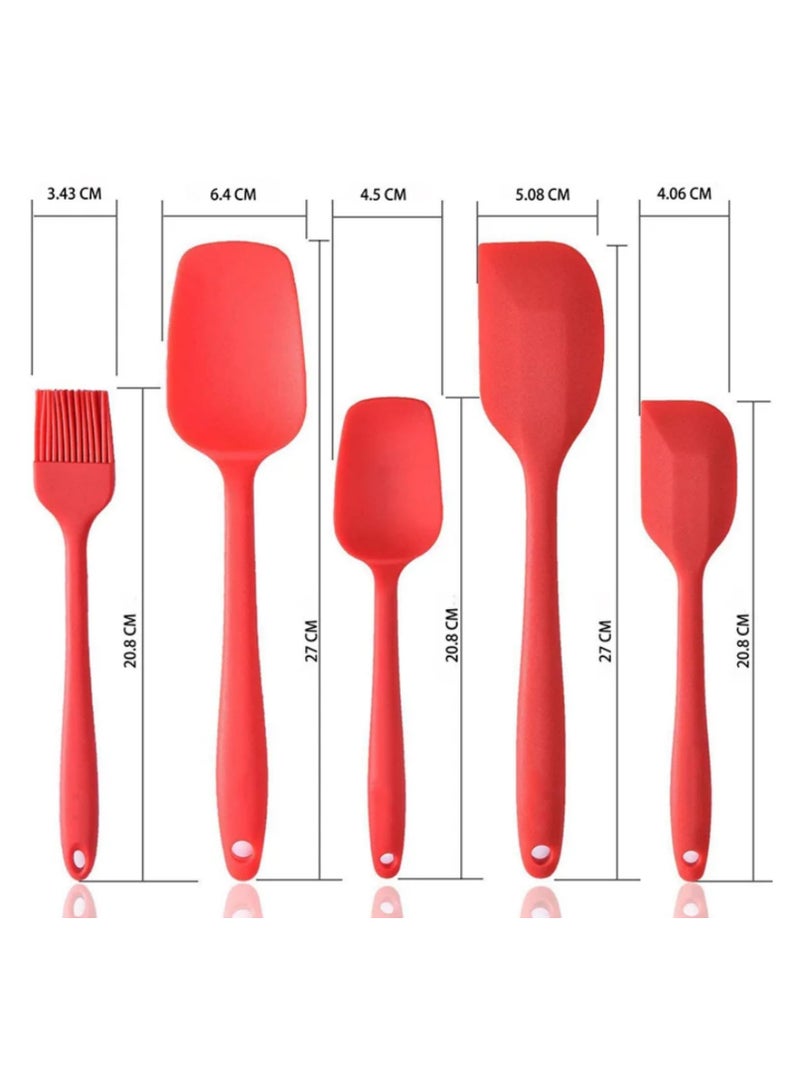 5Pcs Silicone Spatula Set Heat Resistant Kitchen Baking Tools Non Stick Spatula Shovel Brush for Cake Decorating BBQ Cooking Kitchenware Accessories - Image 3