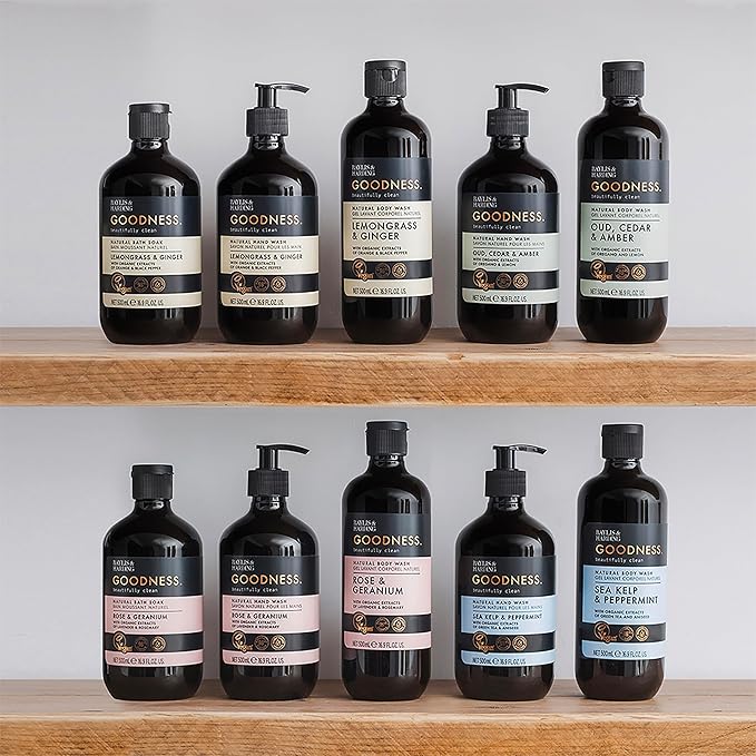 Baylis & Harding غسول الجسم الطبيعي من بايليس هاردينغ جودنس برائحة الورد والجرانيوم 500 مل عبوة من 3 صديقة للنباتيين