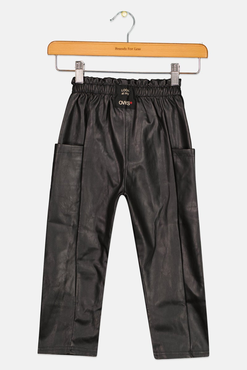 Overkids Toddlers Girl Solid Leather Pants, Black  - Image 2