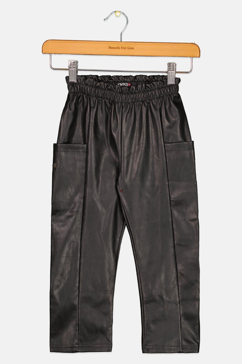 Overkids Toddlers Girl Solid Leather Pants, Black  - Image 1