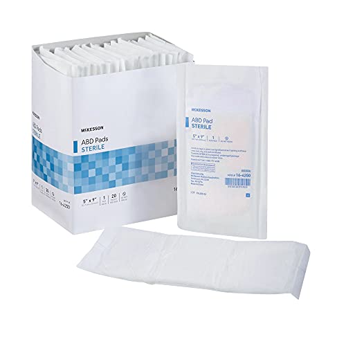McKesson Abdominal Pads Sterile Nonwoven Cellulose 5 in x 9 in 20 Count 6 Packs 120 Total
