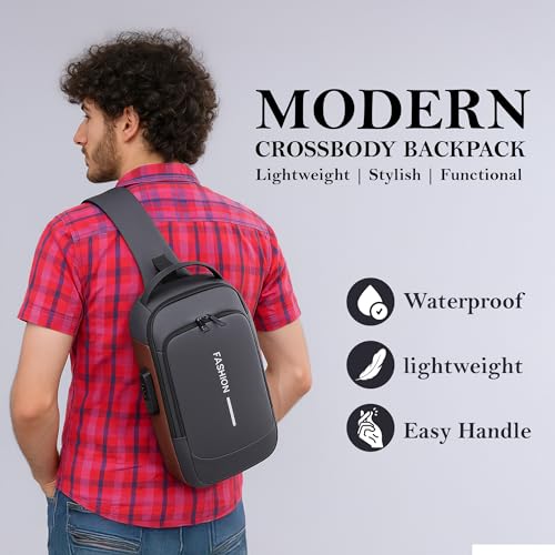 RarePicks Crossbody Sling Bag Men &Women | Anti-Theft Chest Backpack, Crossbody, Messenger, Handbag, Shoulder, Chest Bag for Travel, Work, & Daily Use- (Black,Brown) - Image 5